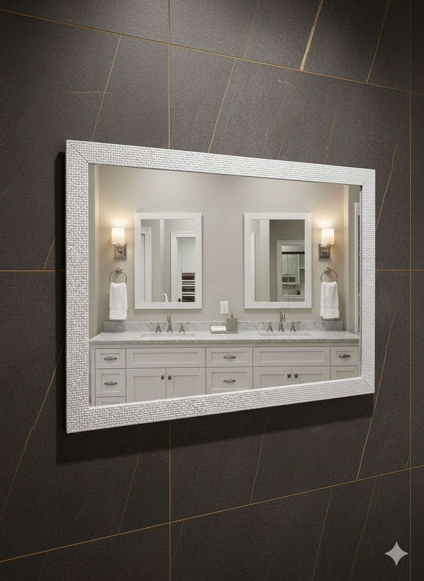 KPT 3D Vanity Mirror – Rectangular White Frame, 30"