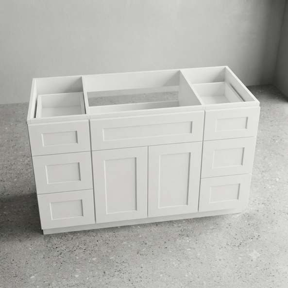 VANITY SHAKER 72" DRAWER BOTH WH