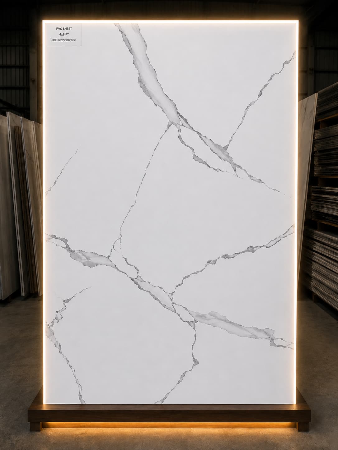 KL8232 Marble PVC Sheet - White with Black Veins, 3mm, 4' x 9.5'